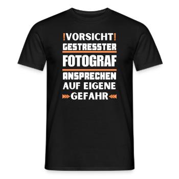 Don't approach stressed photographer! - Men's T-Shirt - black - Front - AI Model Male 178 light (178cm)