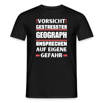 Gestresster Geograph nicht ansprechen! - Männer T-Shirt - Schwarz - Vorne - AI Model Male 178 light (178cm)