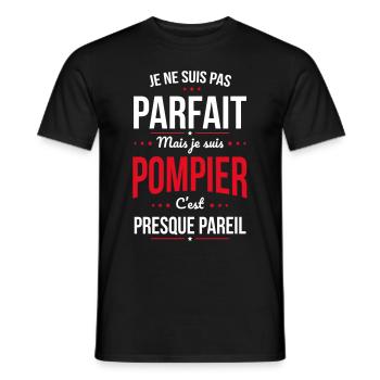 Je ne suis pas parfait mais je suis pompier - T-shirt homme - noir - Devant - AI Model Male 178 light (178cm)