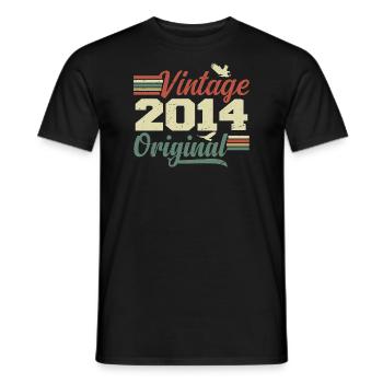 Vintage 2014 Cadeau Anniversaire 2014 Retro - T-shirt homme - noir - Devant - AI Model Male 178 light (178cm)