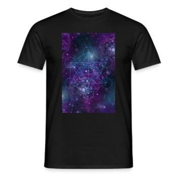 Sacred Geometry Metatron Cube Universe - Men's T-Shirt - black - Front - AI Model Male 178 light (178cm)