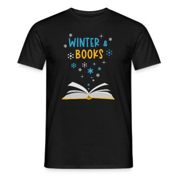 Winter Cozy Reading Books Snow Nature - Men's T-Shirt - black - Front - AI Model Male 178 light (178cm)