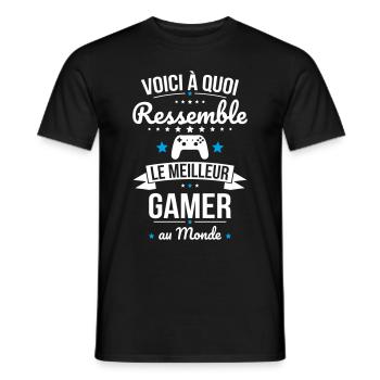 Voici à quoi ressemble le meilleur gamer au monde - T-shirt homme - noir - Devant - AI Model Male 178 light (178cm)