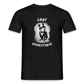chat domestique - T-shirt homme - noir - Devant - AI Model Male 178 light (178cm)