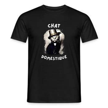chat domestique - T-shirt homme - noir - Devant - AI Model Male 178 light (178cm)