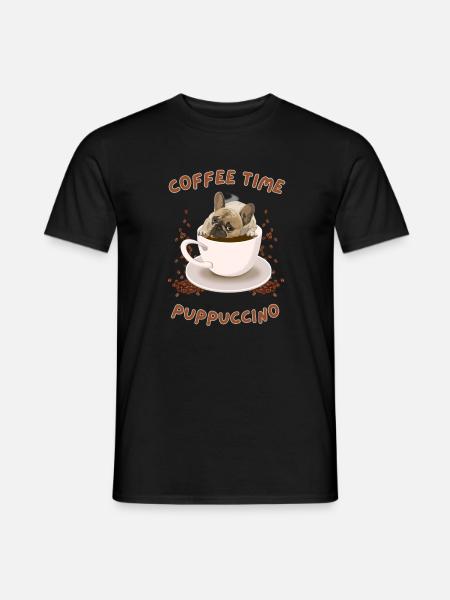 Puppuccino tshirt dog cute coffee time - Men's T-Shirt - black