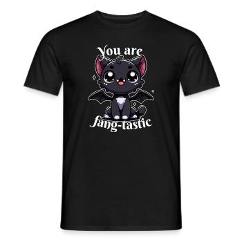 Chat Noir Vampire vous êtes fangtastic Halloween - T-shirt homme - noir - Devant - AI Model Male 178 light (178cm)