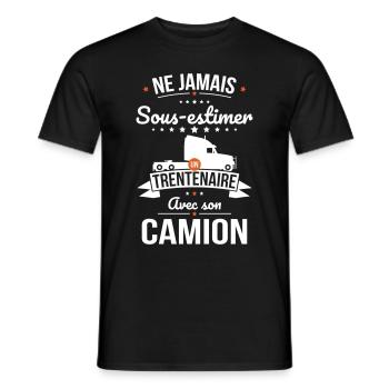 Sous-estimer un trentenaire avec son camion - T-shirt homme - noir - Devant - AI Model Male 178 light (178cm)