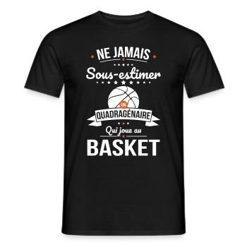 Sous-estimer un quadragénaire qui joue au basket - T-shirt homme - noir - Devant - AI Model Male 178 light (178cm)