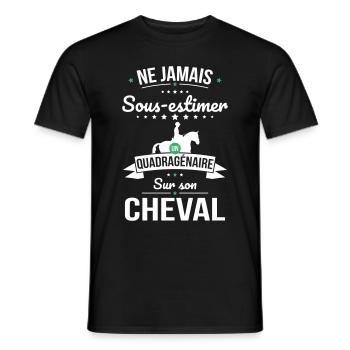 Sous-estimer un quadragénaire sur son cheval - T-shirt homme - noir - Devant - AI Model Male 178 light (178cm)