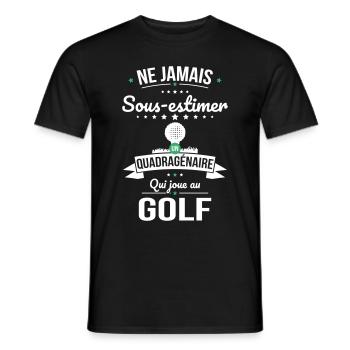 Sous-estimer un quadragénaire qui joue au golf - T-shirt homme - noir - Devant - AI Model Male 178 light (178cm)