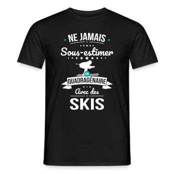 Sous-estimer un quadragénaire avec des skis - T-shirt homme - noir - Devant - AI Model Male 178 light (178cm)