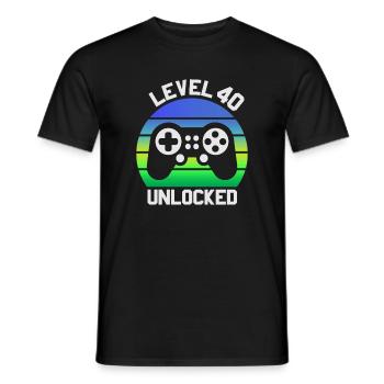 40th Birthday Gift, 40 Year Birthday, Level 40 - Männer T-Shirt - Schwarz - Vorne - AI Model Male 178 light (178cm)