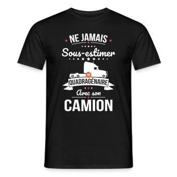 Sous-estimer un quadragénaire avec son camion - T-shirt homme - noir - Devant - AI Model Male 178 light (178cm)