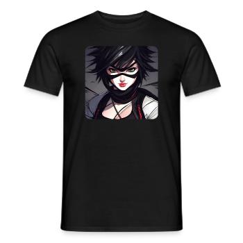 Anime Ninja Girl - Men's T-Shirt - black - Front - AI Model Male 178 light (178cm)
