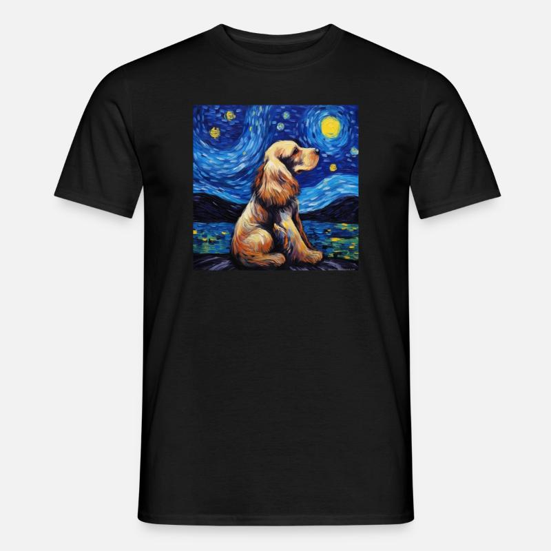Cocker Spaniel Starry Night - Men’s T-shirt - black