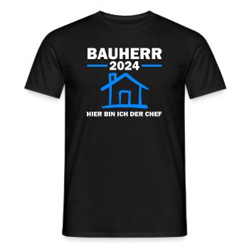 Bauherr 2024 Hausbau Baubeginn Geschenk - Männer T-Shirt - Schwarz - Vorne - AI Model Male 178 light (178cm)