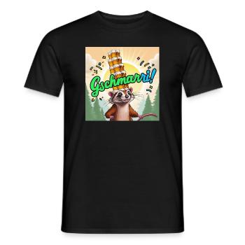 Gschmarri das Wiesel VOL.2 - Männer T-Shirt - Schwarz - Vorne - AI Model Male 178 light (178cm)