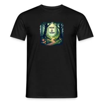 Nature is my Therapy - Meditation in the forest - Men's T-Shirt - black - Front - AI Model Male 178 light (178cm)