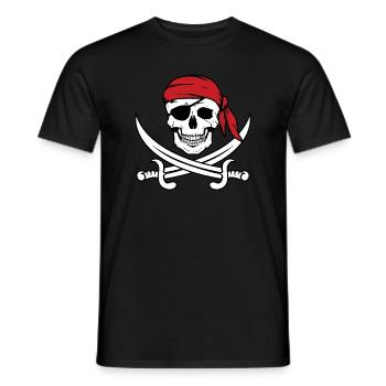 Pirat Piratenkopf Augenklappe - Männer T-Shirt - Schwarz - Vorne - AI Model Male 178 light (178cm)