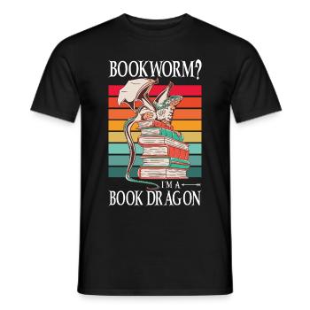 Dragons Bücher Drachen Lesen Bücherwurm - Männer T-Shirt - Schwarz - Vorne - AI Model Male 178 light (178cm)