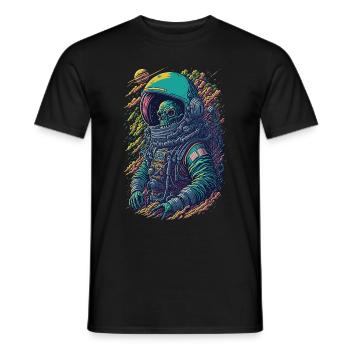Skeleton Astronaut Illustration - Men's T-Shirt - black - Front - AI Model Male 178 light (178cm)