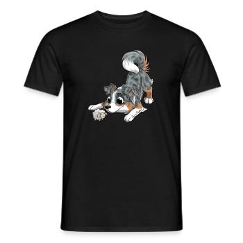 The cutest Australian Shepherd - Men's T-Shirt - black - Front - AI Model Male 178 light (178cm)
