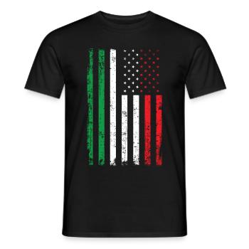 Italie Usa Amérique Drapeau Drapeau Racines Sport - T-shirt homme - noir - Devant - AI Model Male 178 light (178cm)