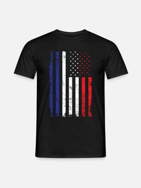 France USA America Flag Flag Roots Sports - Men's T-Shirt - black