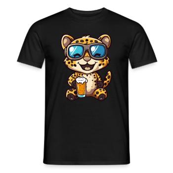 Leopard Apres Ski Bier Comic - Männer T-Shirt - Schwarz - Vorne - AI Model Male 178 light (178cm)