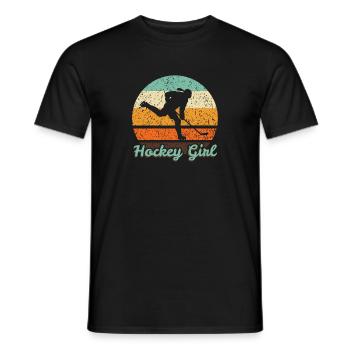 Vintage Retro Hockey Girl Eishockey Spieler - Männer T-Shirt - Schwarz - Vorne - AI Model Male 178 light (178cm)