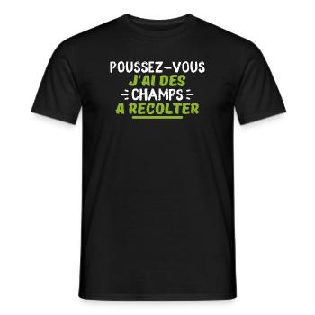 poussez-vous j'ai des champs à récolter - T-shirt homme - noir - Devant - AI Model Male 178 light (178cm)