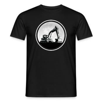 Excavators "digging in the moonlight" Construction site romance - Men's T-Shirt - black - Front - AI Model Male 178 light (178cm)