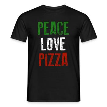 PEACE LOVE PIZZA Tricolore Italiano - Men's T-Shirt - black - Front - AI Model Male 178 light (178cm)
