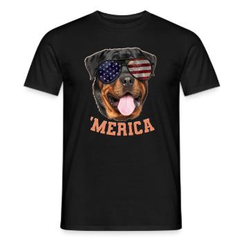 Merica Rottweiler Amerikanische Unabhängigkeitstag Geschenk - Männer T-Shirt - Schwarz - Vorne - AI Model Male 178 light (178cm)