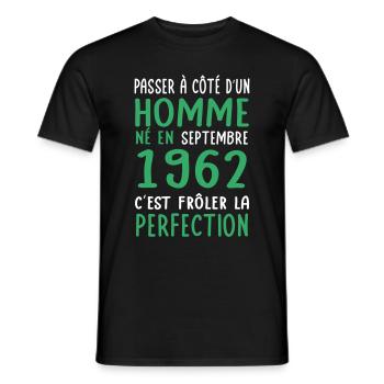 Anniversaire 60 ans - Né en Septembre 1962 - T-shirt homme - noir - Devant - AI Model Male 178 light (178cm)