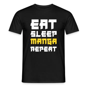 Eat Sleep Manga Repeat - Männer T-Shirt - Schwarz - Vorne - AI Model Male 178 light (178cm)