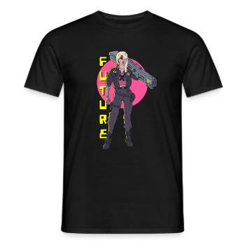 Fille Cyberpunk - T-shirt homme - noir - Devant - AI Model Male 178 light (178cm)