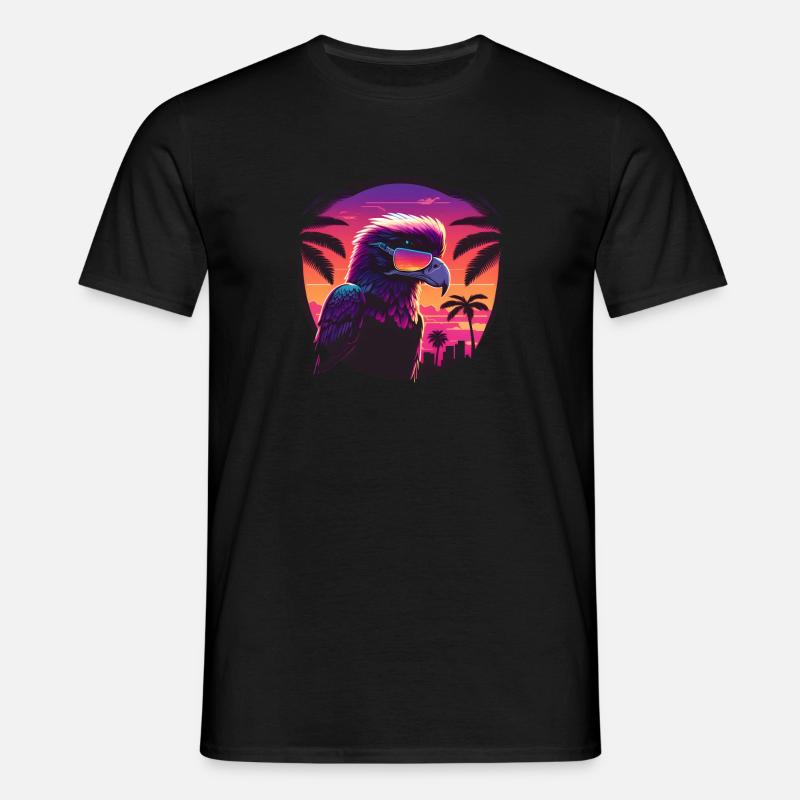 Synthwave eagle wearing sunglasses - Men's T-Shirt - black