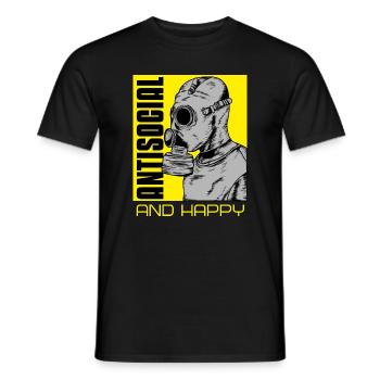 Antisocial and Happy - Men's T-Shirt - black - Front - AI Model Male 178 light (178cm)