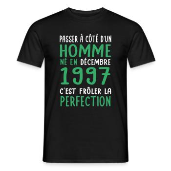 Anniversaire 25 ans - Né en Décembre 1997 - T-shirt homme - noir - Devant - AI Model Male 178 light (178cm)