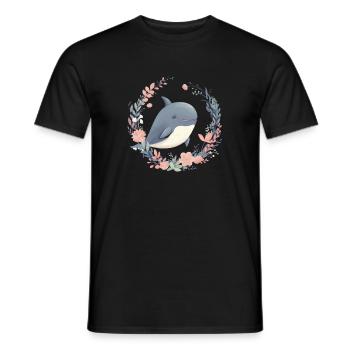 Niedlicher Wal Blumen Blauwal für einen Orca - Männer T-Shirt - Schwarz - Vorne - AI Model Male 178 light (178cm)