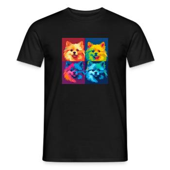 Zwergspitz Hund Hunderasse Pomeranian Pop Art - Männer T-Shirt - Schwarz - Vorne - AI Model Male 178 light (178cm)