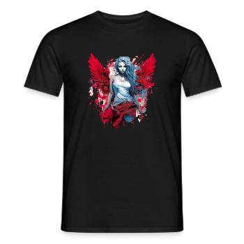 Frau mit Engelsflügel Engel Esoterik Flügel - Männer T-Shirt - Schwarz - Vorne - AI Model Male 178 light (178cm)