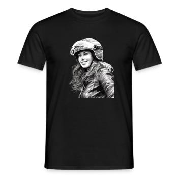 Motorradfahrerin Motorrad für eine - Männer T-Shirt - Schwarz - Vorne - AI Model Male 178 light (178cm)
