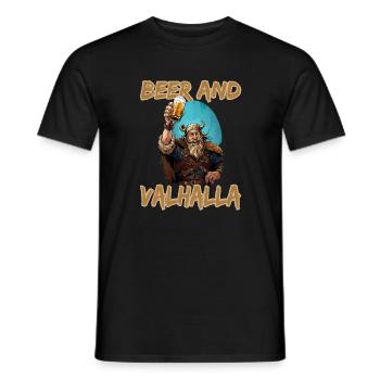 Beer And Valhalla Wikinger - Männer T-Shirt - Schwarz - Vorne - AI Model Male 178 light (178cm)