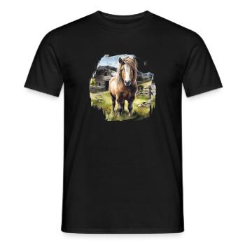 Pony Island Pferd Shetland Pony Shetty - Männer T-Shirt - Schwarz - Vorne - AI Model Male 178 light (178cm)