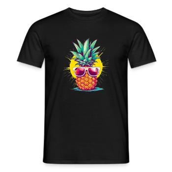 Lustige Ananas mit Sonnenbrille Frucht Tropisch - Männer T-Shirt - Schwarz - Vorne - AI Model Male 178 light (178cm)