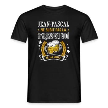 Jean-Pascal bière cadeau jean pascal fêtes - T-shirt homme - noir - Devant - AI Model Male 178 light (178cm)