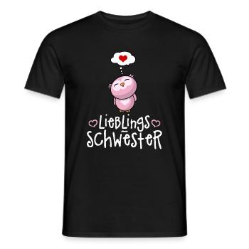 Lieblingsschwester mit Herz - Beste Schwester Eule - Männer T-Shirt - Schwarz - Vorne - AI Model Male 178 light (178cm)